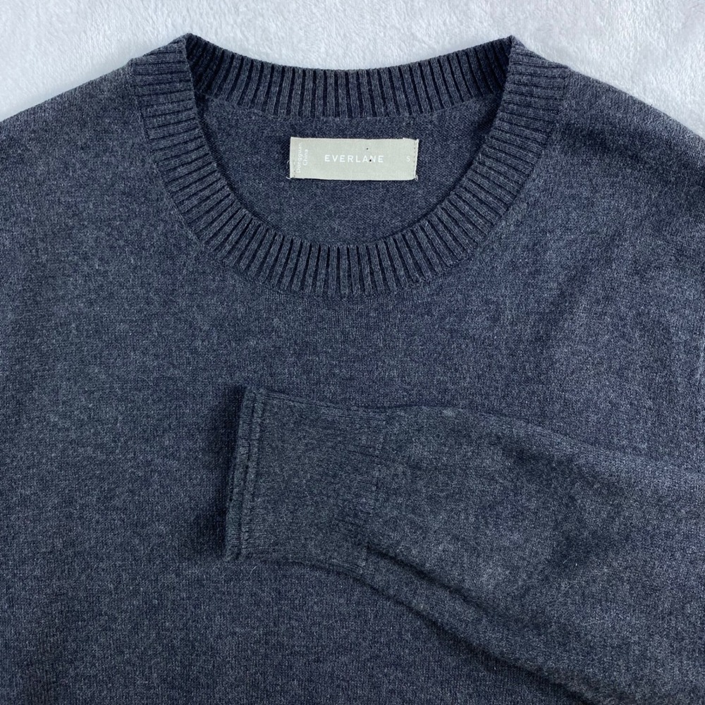 Everlane Crew Neck Sweater Men's Sz S Gray Organic Cotton COOLMAX Slim Fit